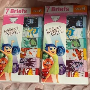 Inside Out 2 Girl Underwear 100% Cotton Briefs Panties Disney Pixar Lot Of 2 New